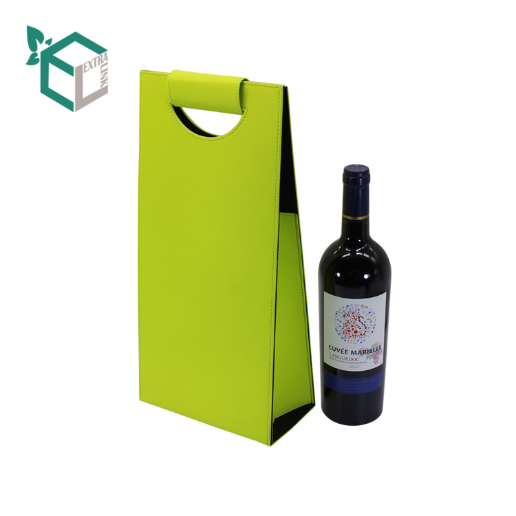 Cheap Price High End Green Double Bottle Wine Leather Carrier Bag