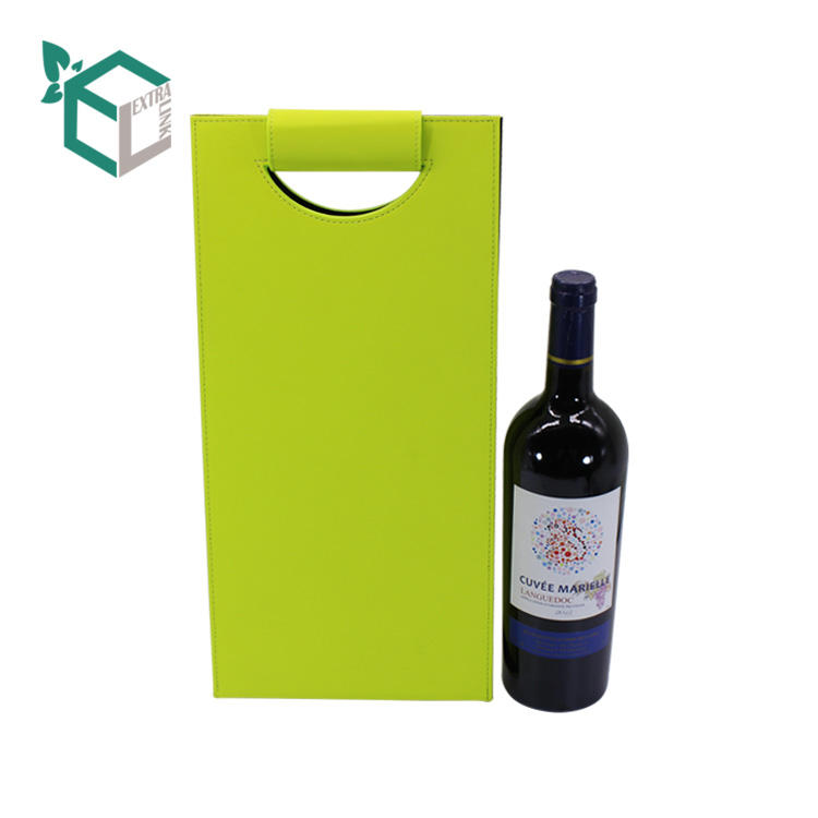 Cheap Price High End Green Double Bottle Wine Leather Carrier Bag