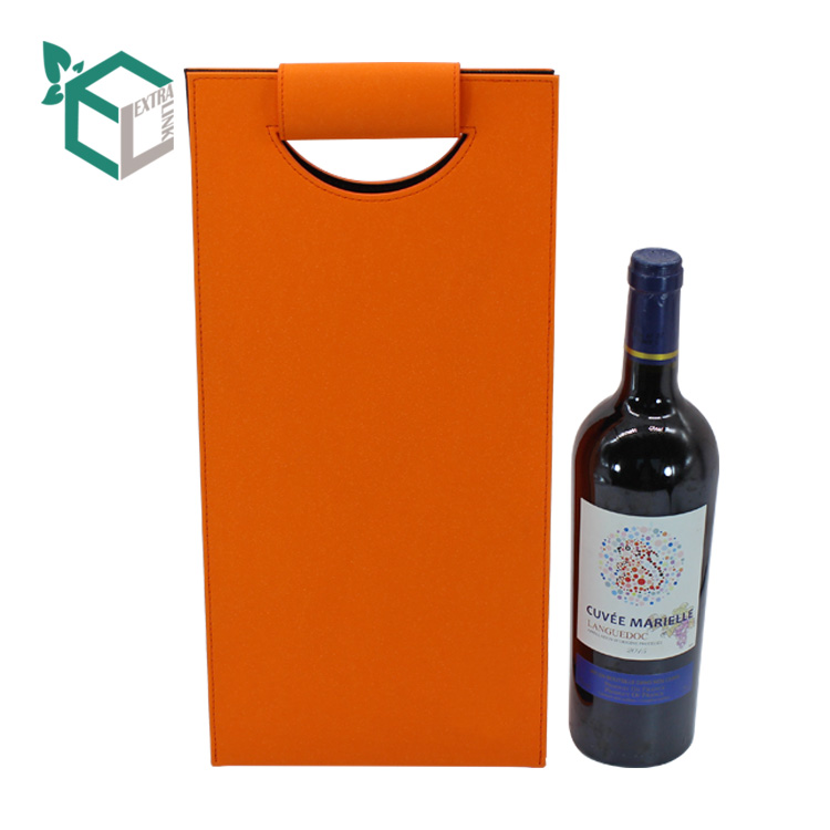 Wholesale Portable Orange Color Leather Wine Gift Storage Bag
