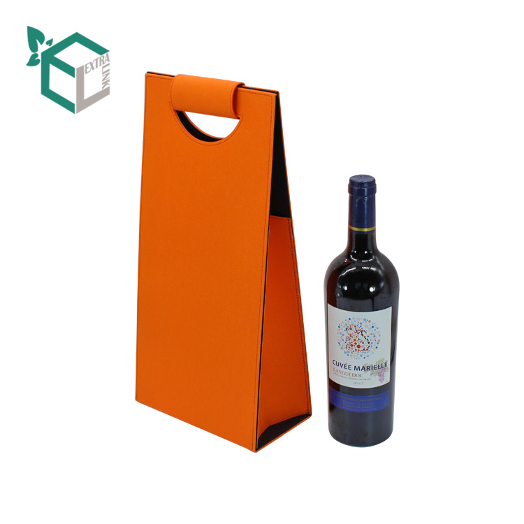 Wholesale Portable Orange Color Leather Wine Gift Storage Bag
