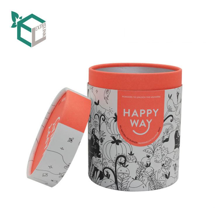 Luxury Orange Printing Pen Packaging Round Box With Curled Edge