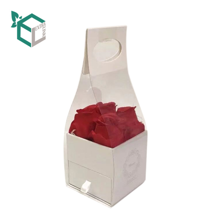 China Supplier PVC Window Drawer Box Flower Packaging with Handle