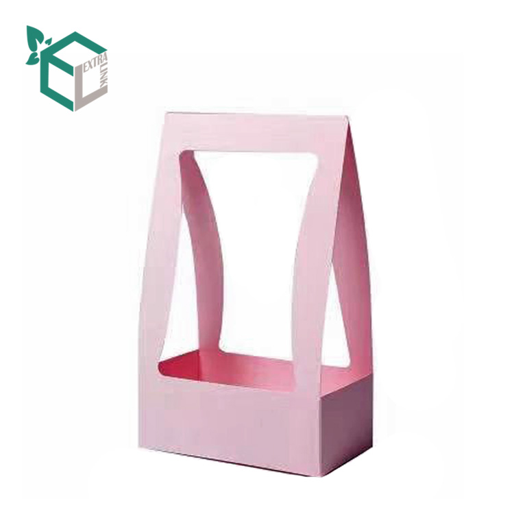 Free Sample Customized Paper Flower Box with Window and Handle