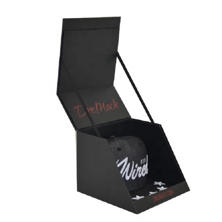 Flat Bill Snapback Hat Flat Brim Baseball Cap Black Gift Packaging Box