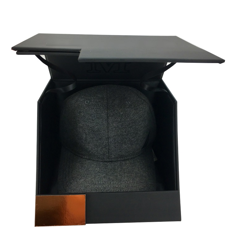 Flat Bill Snapback Hat Flat Brim Baseball Cap Black Gift Packaging Box