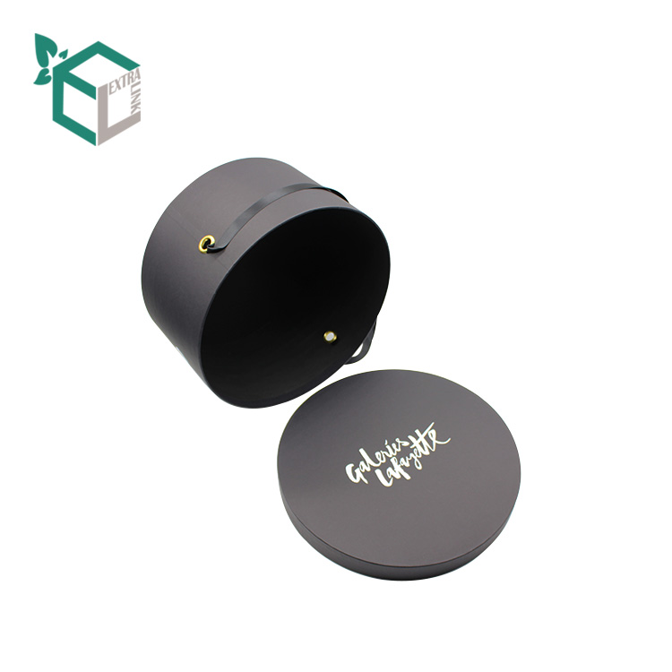 Customize Elegant Black Printed Round Snapback Cardboard Hat Gift Box