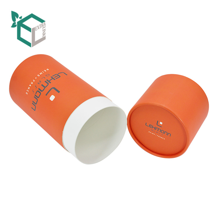 Luxury Orange Color Printing Glossy Fancy Round Paper Tube Packaging