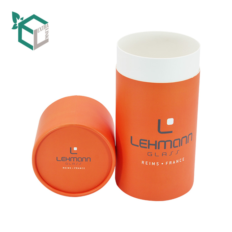 Luxury Orange Color Printing Glossy Fancy Round Paper Tube Packaging