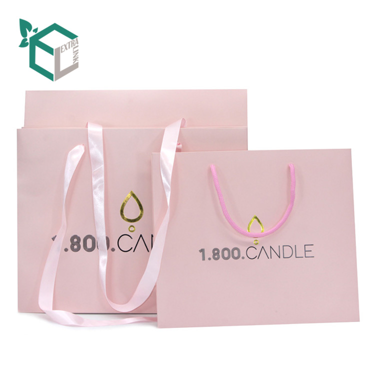 Custom Shopping Bag With Portable Rope Birthday Pink Gift Paper Bag