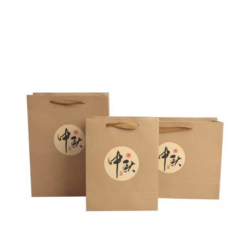 Eco-friendly Kraft Paper Bag Moon Cake Gift Bag With Logo Printed