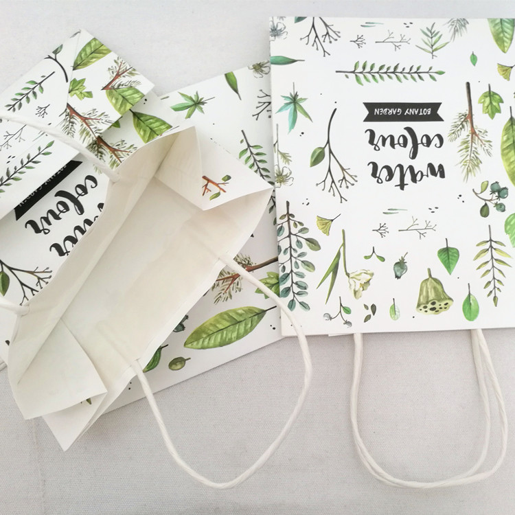 Fresh Shopping Paper Bag Customized Plant Printed Perfume Bag