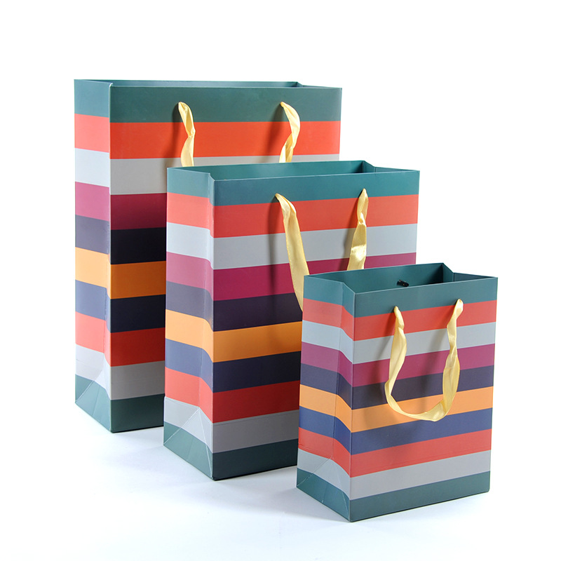 OEM Custom Wholesale Customized Luxury Strip Shopping Paper Bag