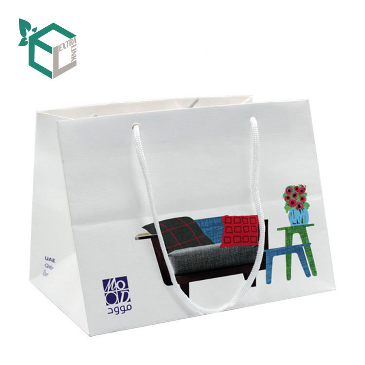 White Art Paper Shopping Storage Bags With Custom Printing Big Size