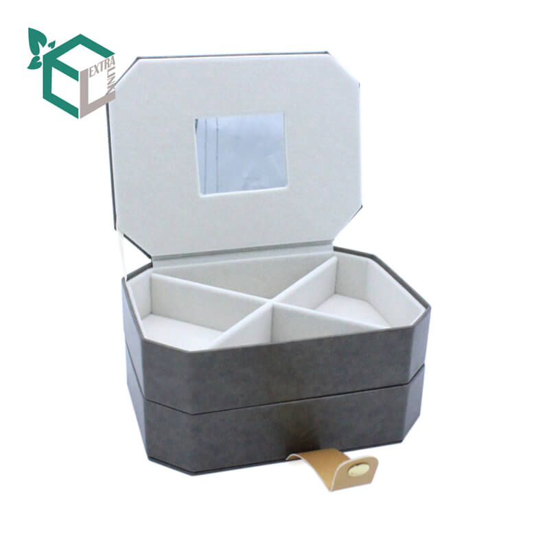 Custom Grey Leather Cardboard Paper Cosmetic Storage Gift Box