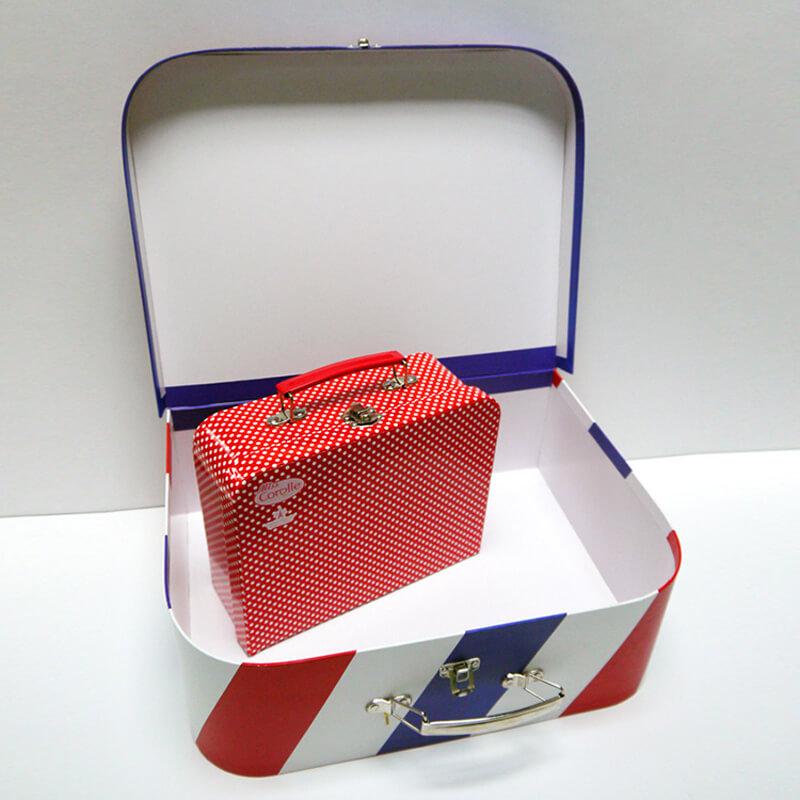 Luxury Custom Logo Cardboard Paper Gift Suitcase Box With Handle