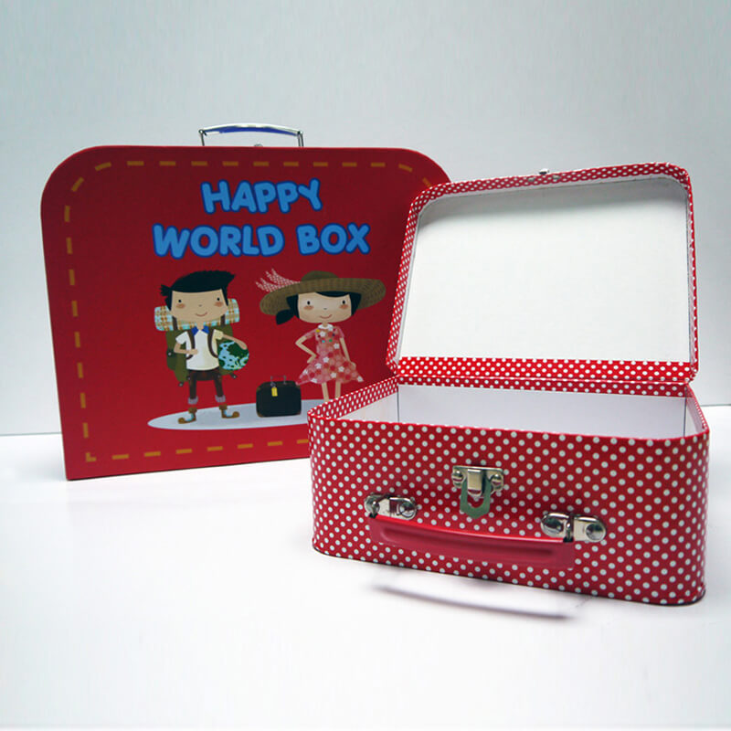 Luxury Custom Logo Cardboard Paper Gift Suitcase Box With Handle