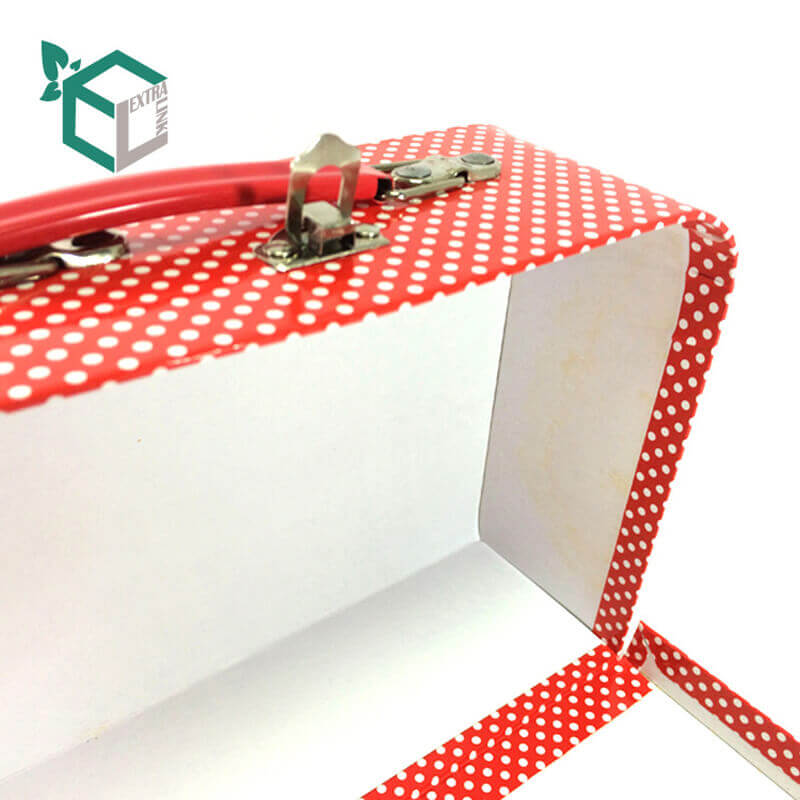 Eco Friendly Custom Logo Cardboard Gift Box Metal Lock Paper Suitcase Box