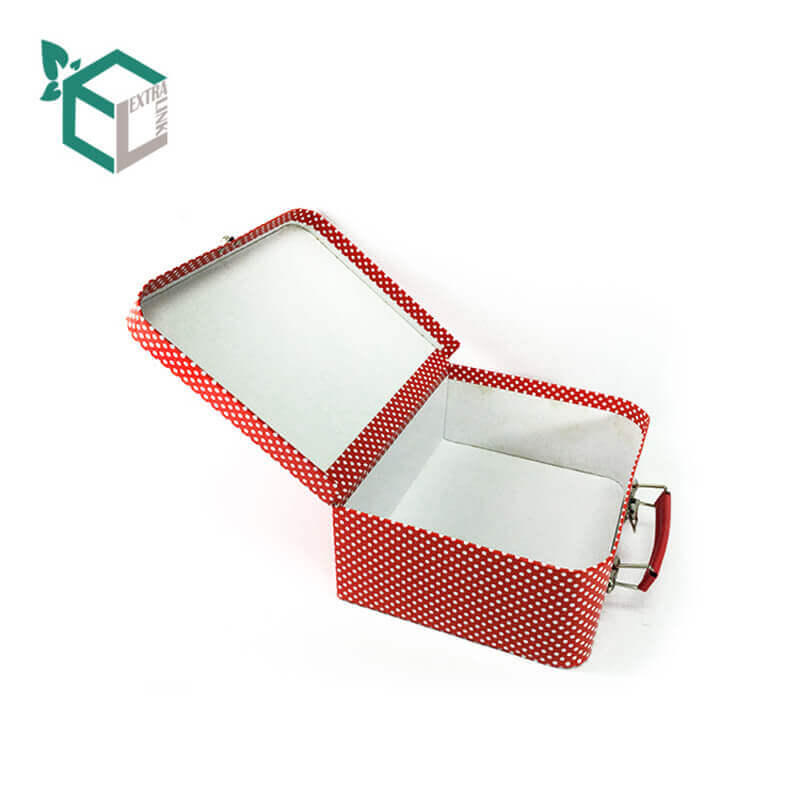 Eco Friendly Custom Logo Cardboard Gift Box Metal Lock Paper Suitcase Box