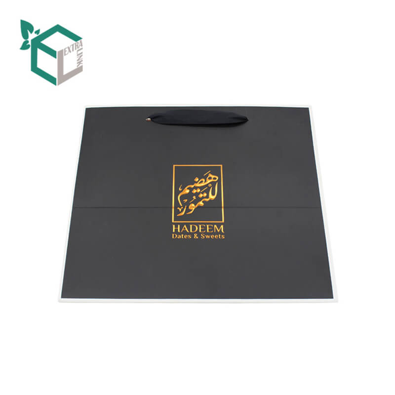 High-End Custom Logo Black Paper With Handle Jewelry Bag