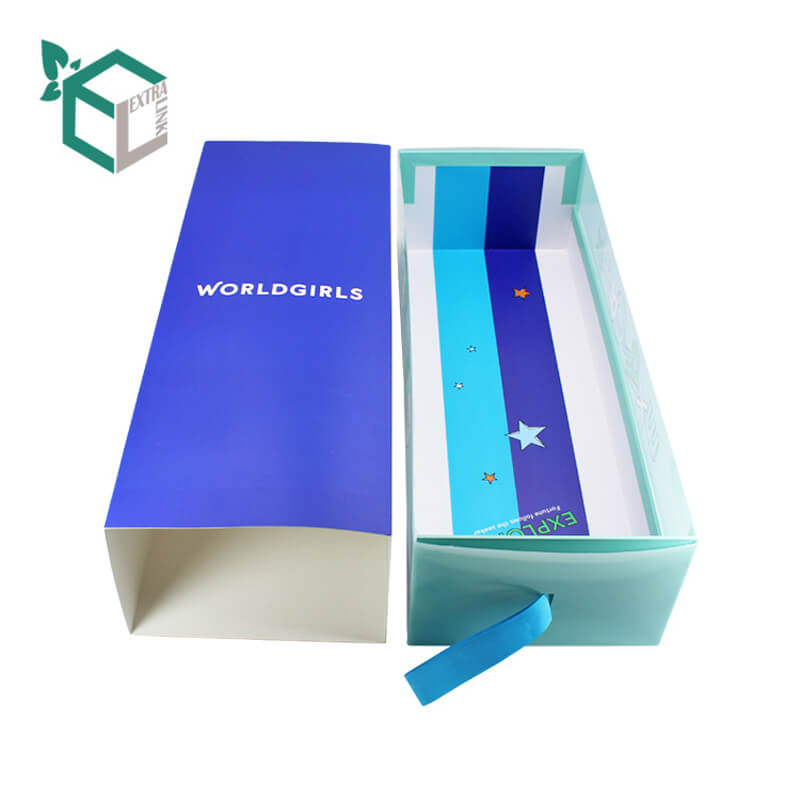 Wholesale Custom Logo Blue Paper Shoe Sock Apparel Gift Drawer Clothing Packaging Boxes