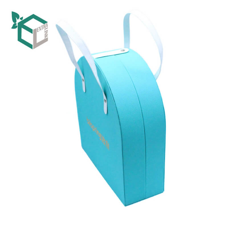 Custom Printing Blue Paper Portable Storage Packaging Gift Box With Handle