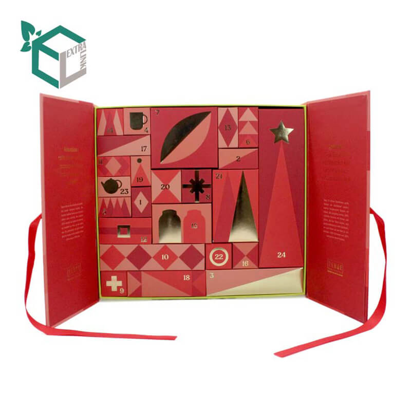 Custom Christmas Paper Chocolate Advent Calendar Cardboard Rigid Packaging Gift Boxes