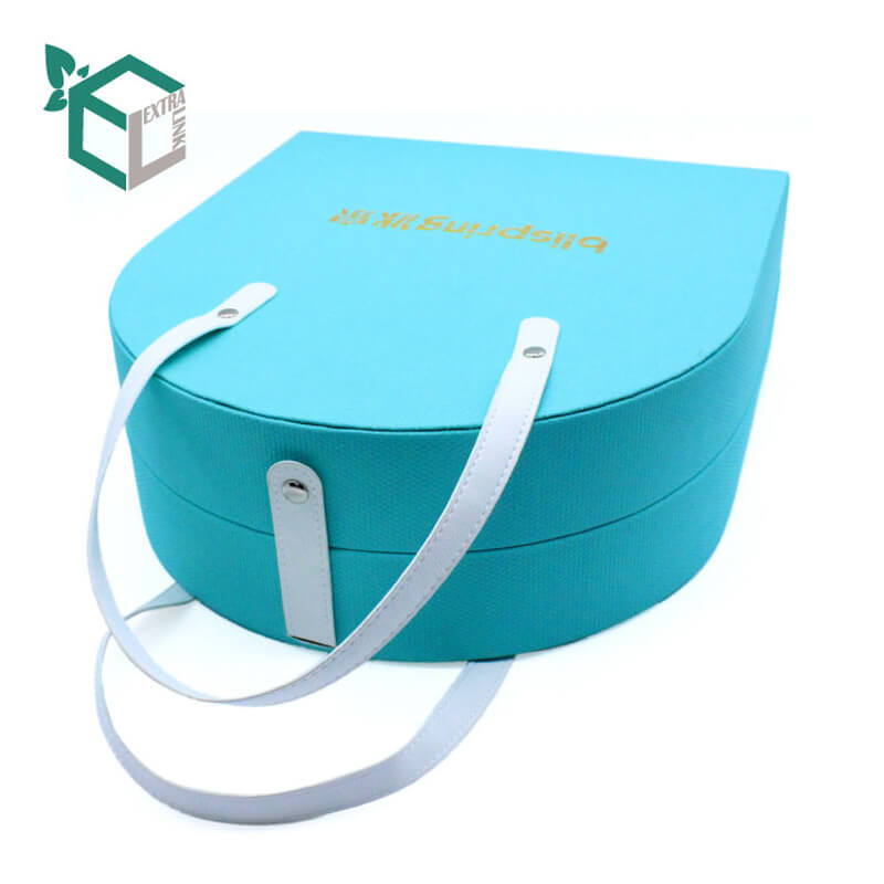 Custom Printing Blue Paper Portable Storage Packaging Gift Box With Handle