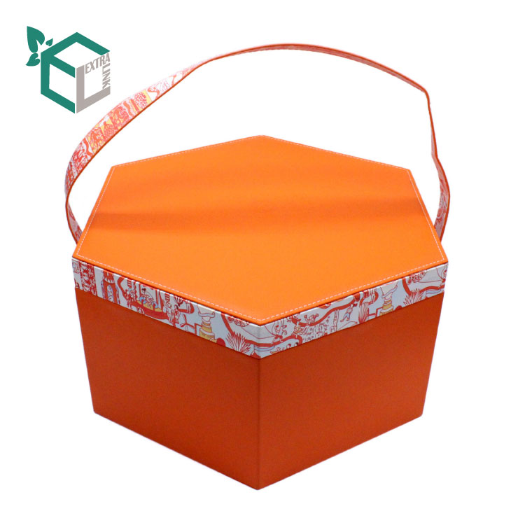 Handmade Custom Logo Hexagon Empty EVA Cardboard Paper Packaging Box With Handle