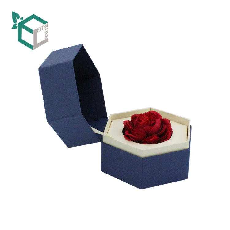 Hexagon Flowers Gift Boxes Custom Luxury Wedding Single Rose Storage Cardboard Packaging Flower In Box