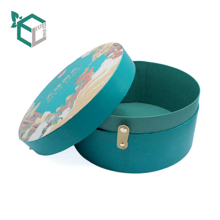 High Quality Custom Printing Cardboard Round Paper Gift Box With Handle